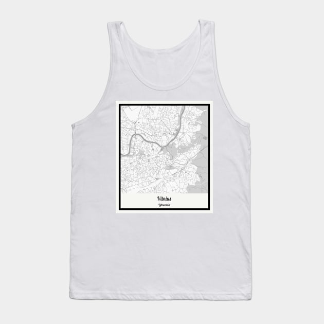 Map of Vilnius - Lithuania Tank Top by AeTDesignPT